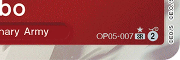 Close-up of a Sabo parallel: OP05-007 with a star above the SR box