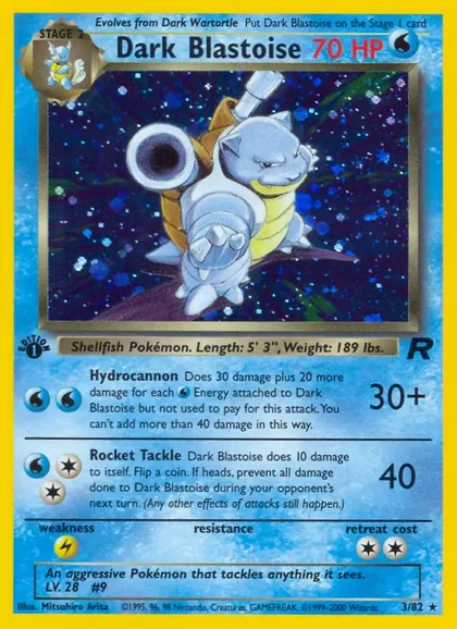 Dark Blastoise, Team Rocket 3/82, 1st Edition holo