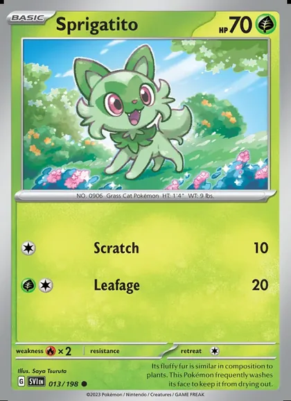 Sprigatito, Scarlet & Violet 013/198, a Common card