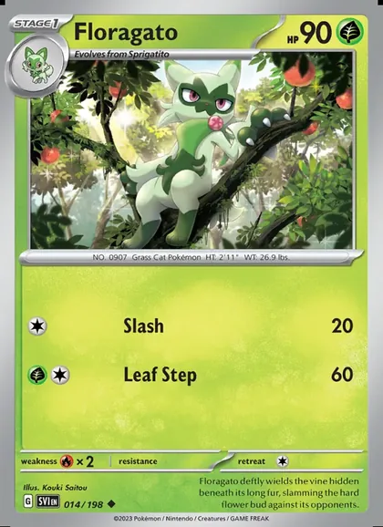Floragato, Scarlet & Violet 014/198, an Uncommon card