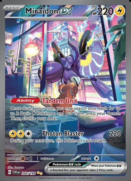 Miraidon ex, Scarlet & Violet 244/198, a Special Illustration Rare