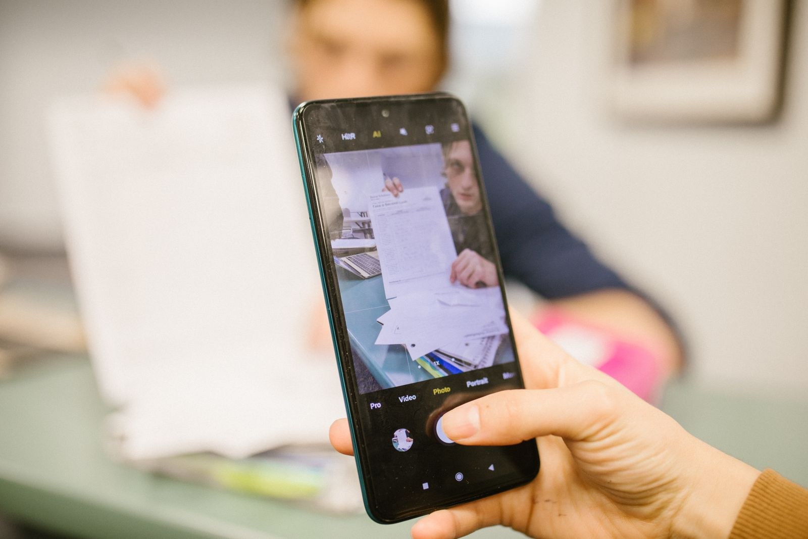 Photographing a paper document with a smartphone