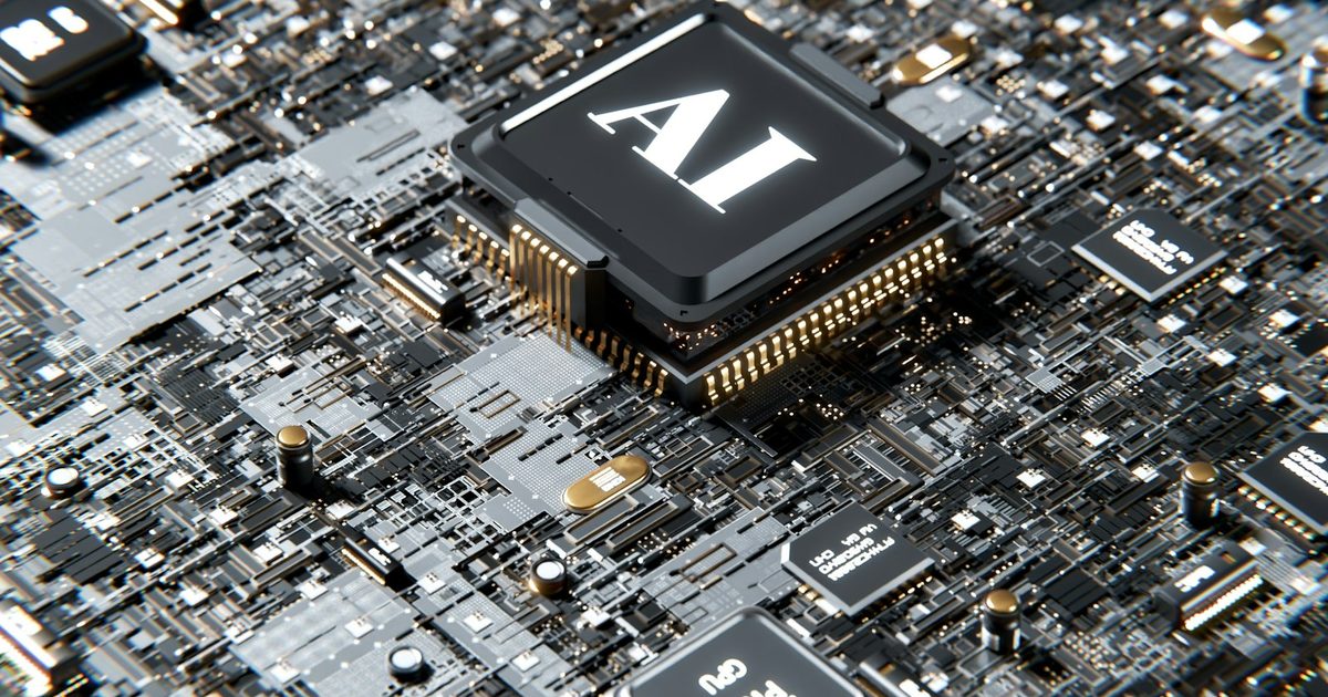 Gros plan d'une puce informatique sur une carte de circuit, symbole du matériel et des modèles d'IA internes