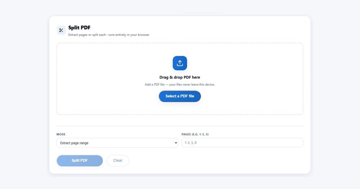 The Split PDF tool on this site with its page-range field