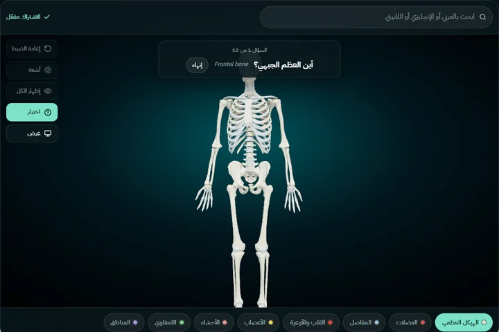 سؤال اختبار يسأل أين يقع جزء ما