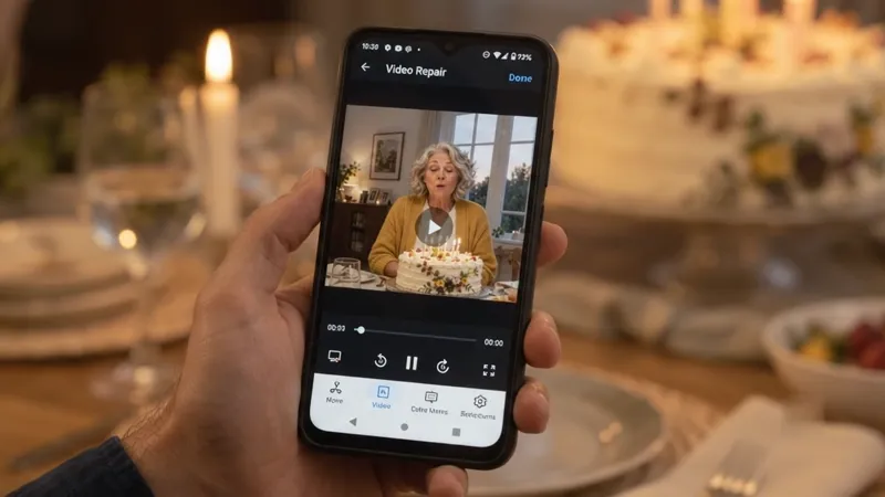 The repaired birthday video playing on the phone